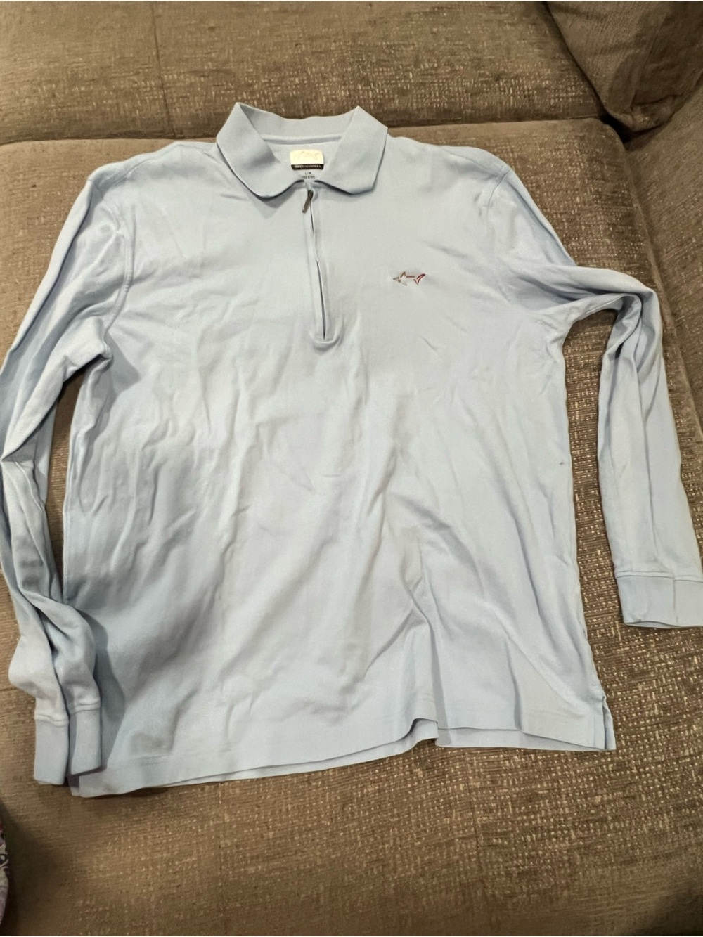 Greg Norman Collection Light Blue Long Sleeve Zip Polo